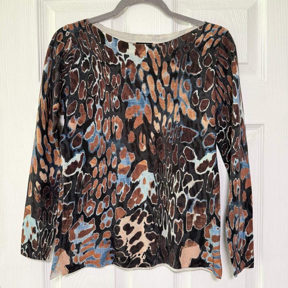 Talbots Petites Women's 100%Merino Wool Animal Print Sweater Size Small Petite